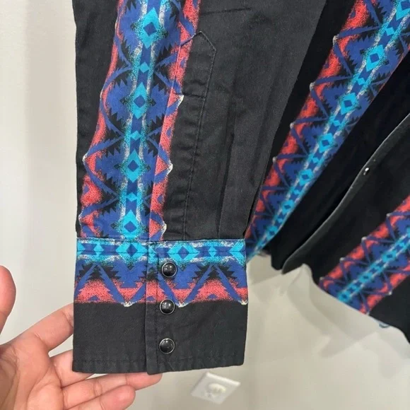 Rustler By Wrangler Vintage Pearl Snap Button Down Shirt Men’s Size XL - Picture 6 of 12